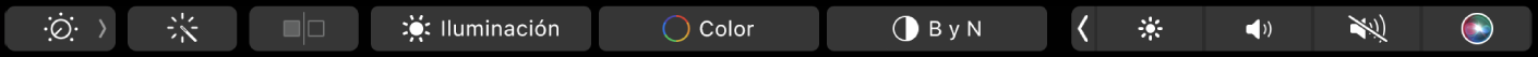 Touch Bar con los botones de edición de fotos, tales como recortar, agregar filtros, ajustar y retocar, así como el botón para navegar a más opciones.