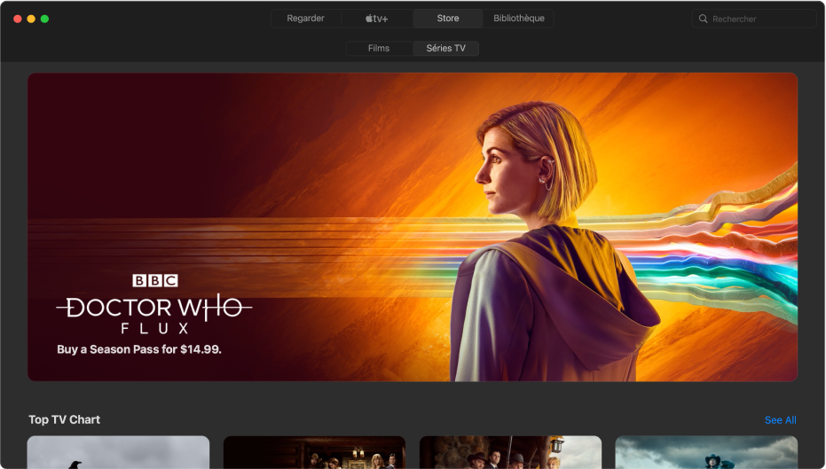 Écran affichant Store dans l’app Apple TV.