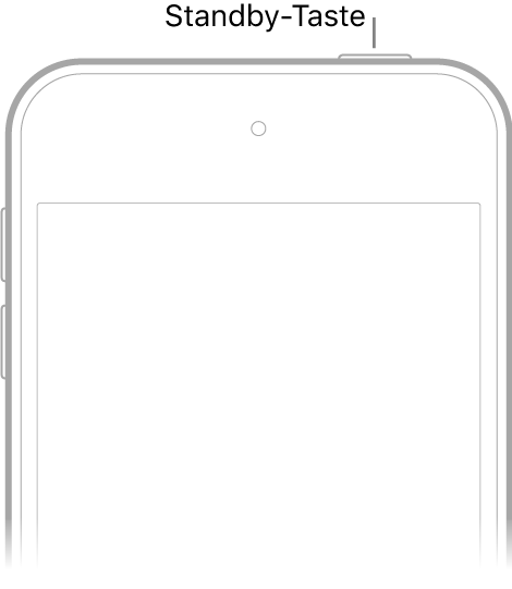 Vorderansicht des iPod touch mit der Standby-Taste oben.