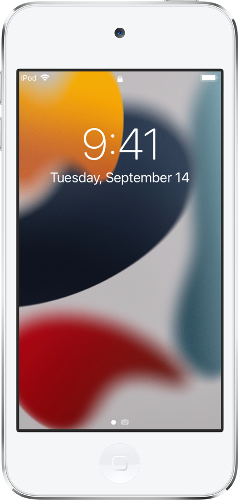 La pantalla bloqueada del iPod touch mostrando la hora y fecha.