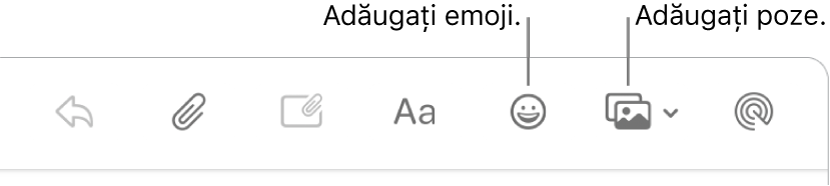 O fereastră de compunere afișând butoanele emoji și poze.