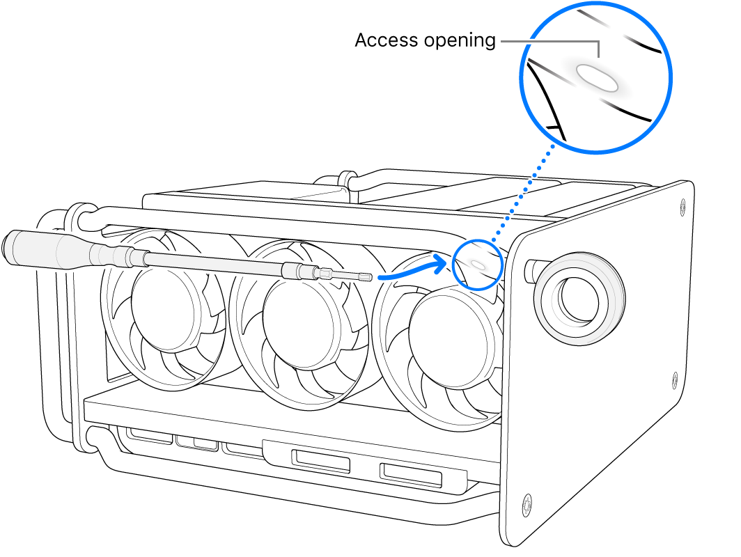 Align the driver with the access opening.