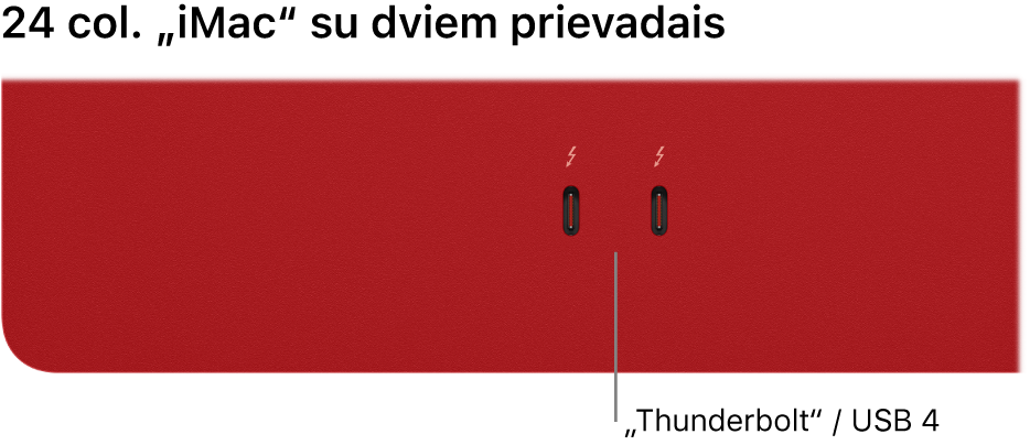 „iMac“: rodomi du „Thunderbolt“ / USB 4 prievadai.