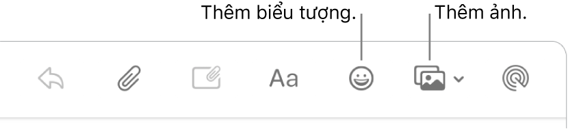 Một cửa sổ soạn thư đang hiển thị các nút biểu tượng và ảnh.