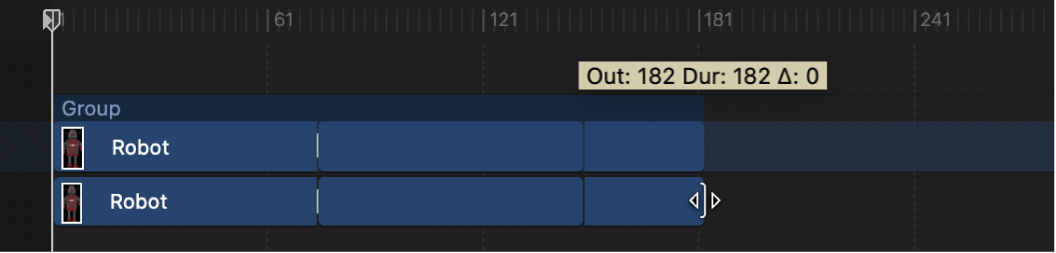 Extending the duration of a 3D object’s timebar in the Timeline