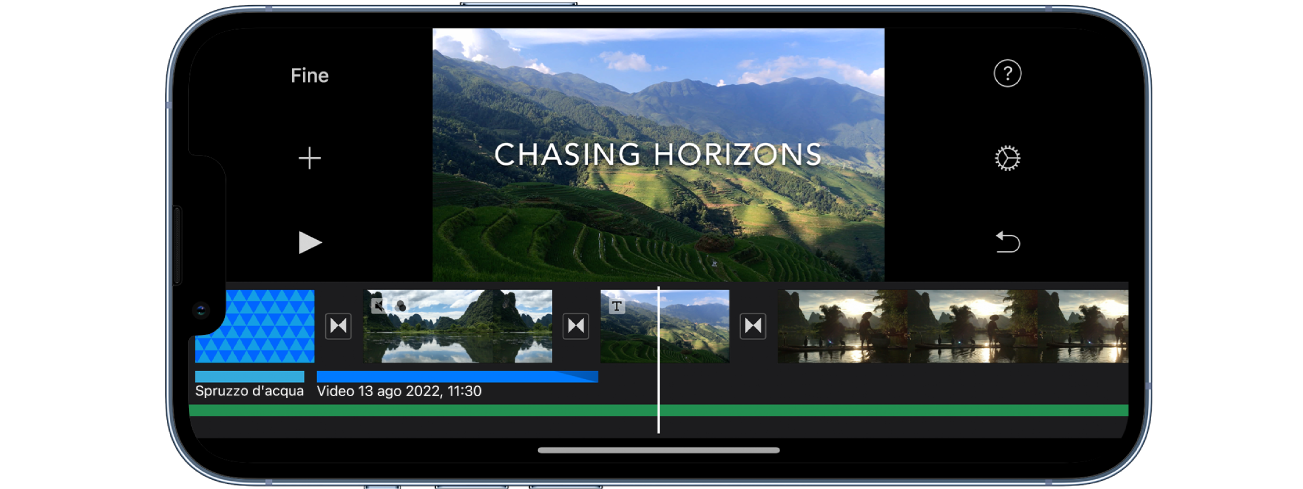 Creare un progetto in iMovie su iPhone.