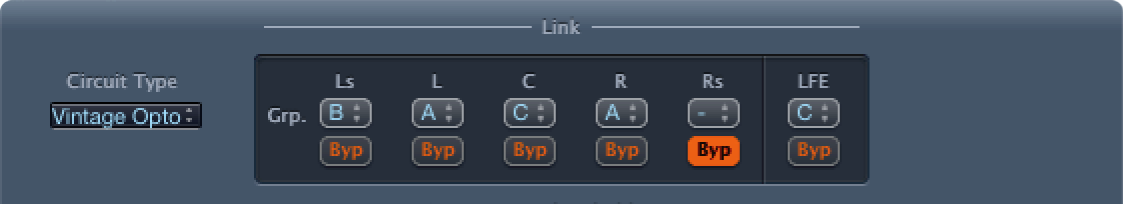 Commandes Link de Surround Compressor.