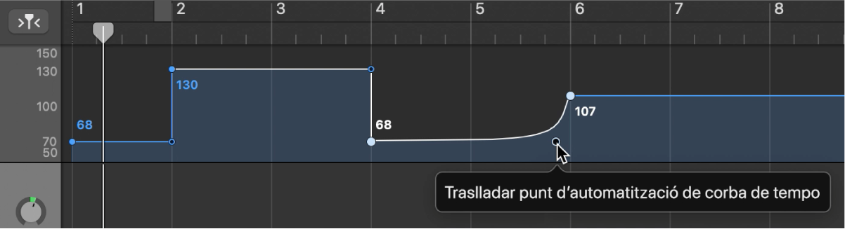 La pista Tempo, que mostra la creació d’una corba de tempo.