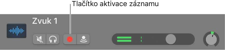 Záhlaví stopy se zobrazeným tlačítkem Aktivace záznamu