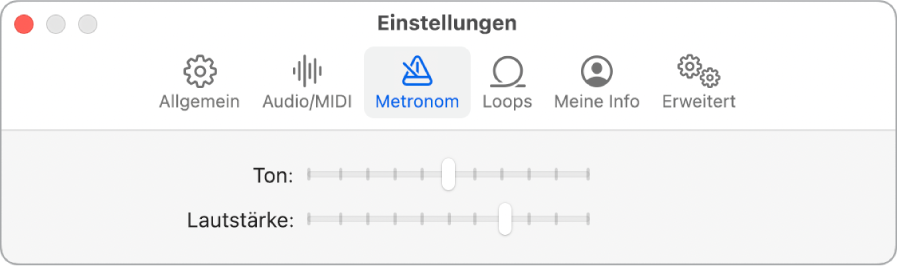 Einstellungen „Metronom“