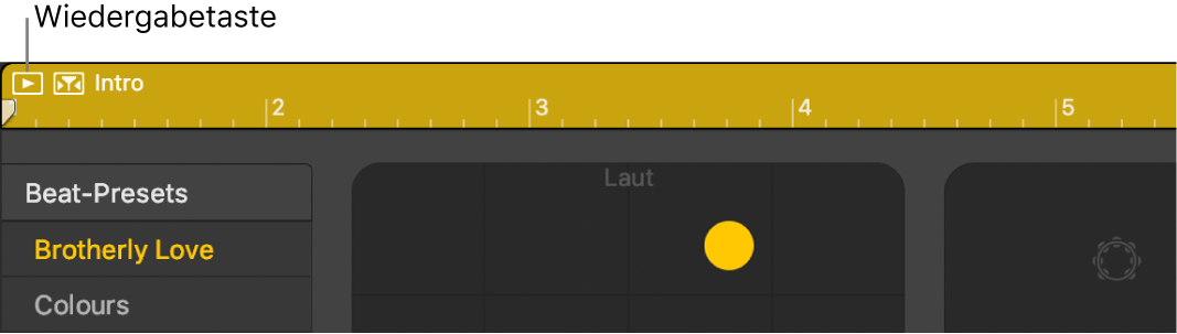 Drummer-Region mit Wiedergabetaste