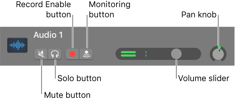 Track header, with controls called out.