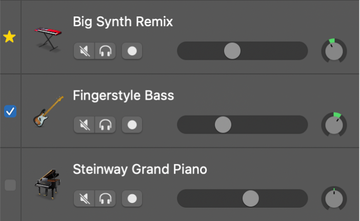 Tickboxes for tracks to match the groove track.