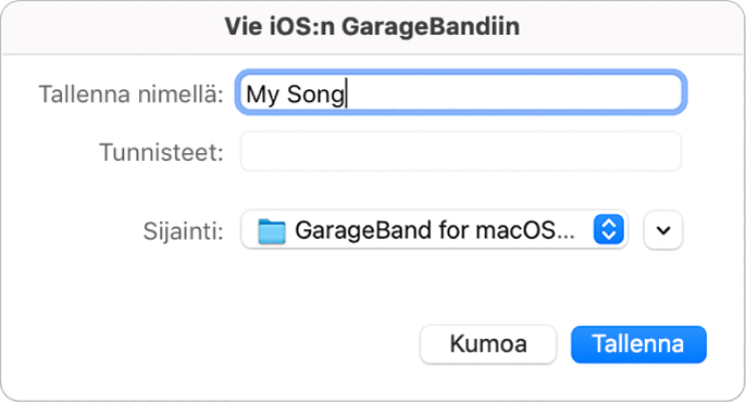 Vie iOS:n GarageBandiin.