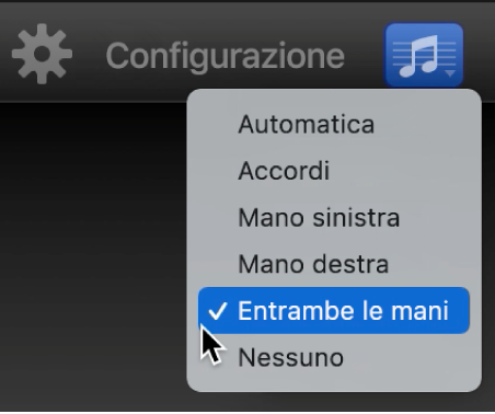 Menu a comparsa Notazione.