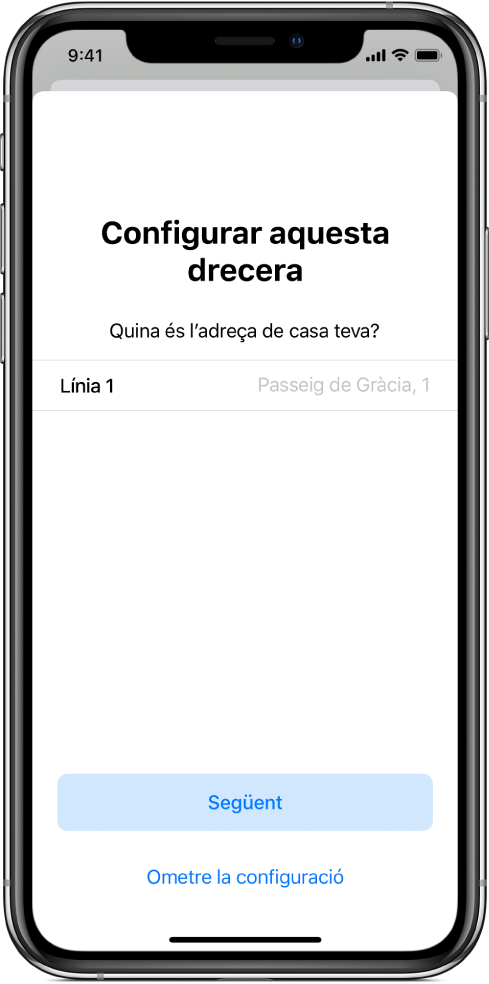 Configurar la pregunta d’importació “Hora prevista d‘arribada a casa”.