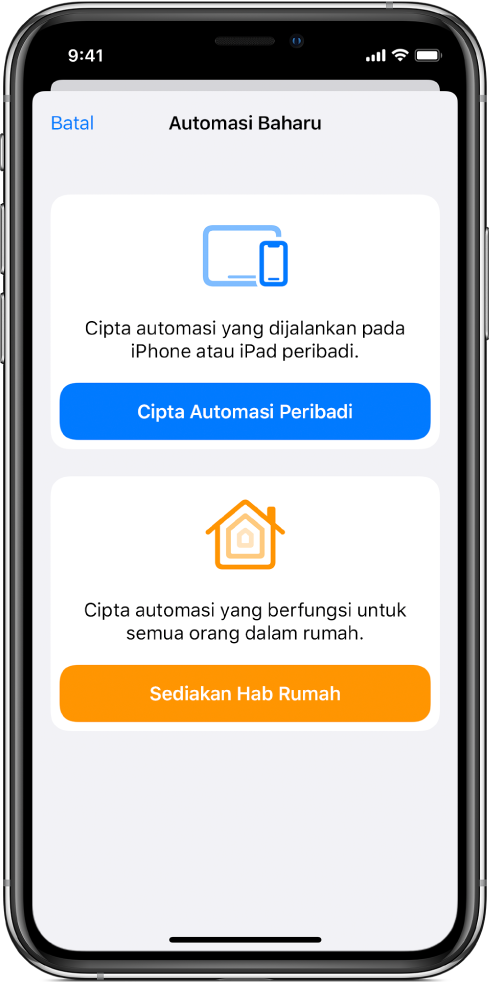 Bahagian Automasi daripada app Pintasan.