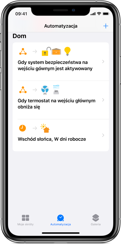 Automatyzacja dla domu w aplikacji Skróty.