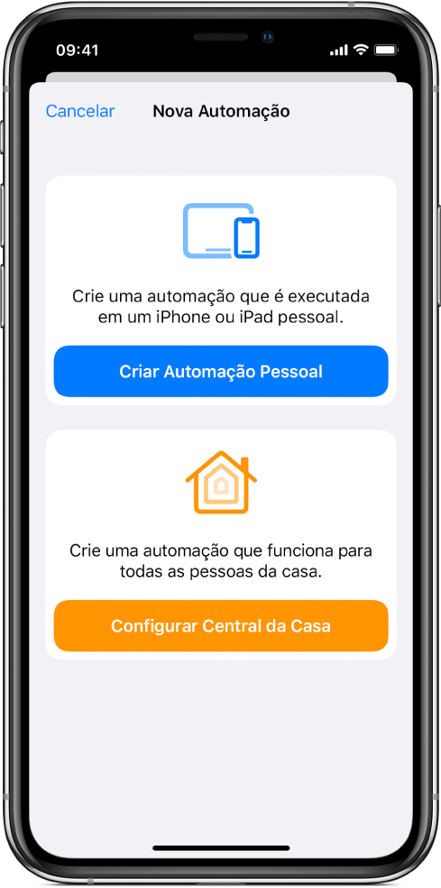 Nova automação quando a automação já existe no app Atalhos.