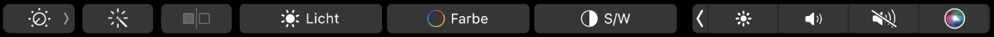 Die Touch Bar mit Tasten für die Fotobearbeitung wie Beschneiden, Filter, Anpassen und Retuschieren, sowie die Taste für weitere Optionen