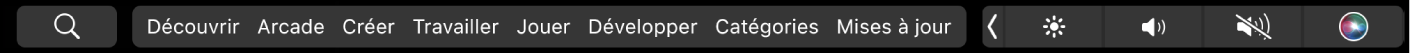La Touch Bar de l’App Store affichant les options d’onglets.