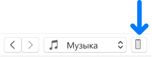 Выбрана кнопка устройства возле верхней части окна iTunes.