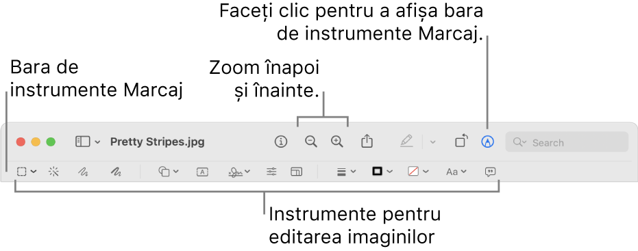 Bara de instrumente Marcaj pentru editarea imaginilor.