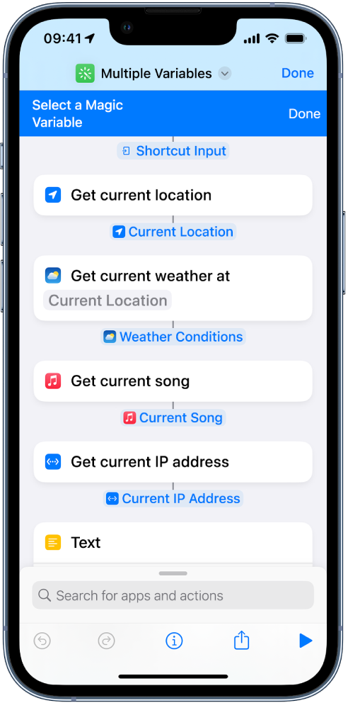 Selectable variables shortcut editor.