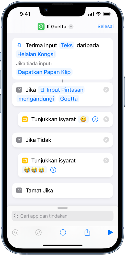 Menyediakan tindakan Jika.