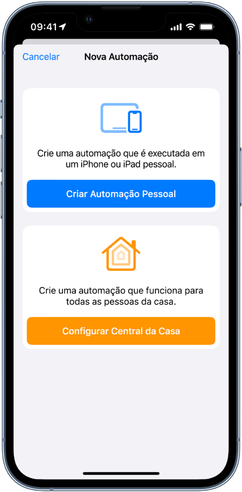 Nova automação quando a automação já existe no app Atalhos.