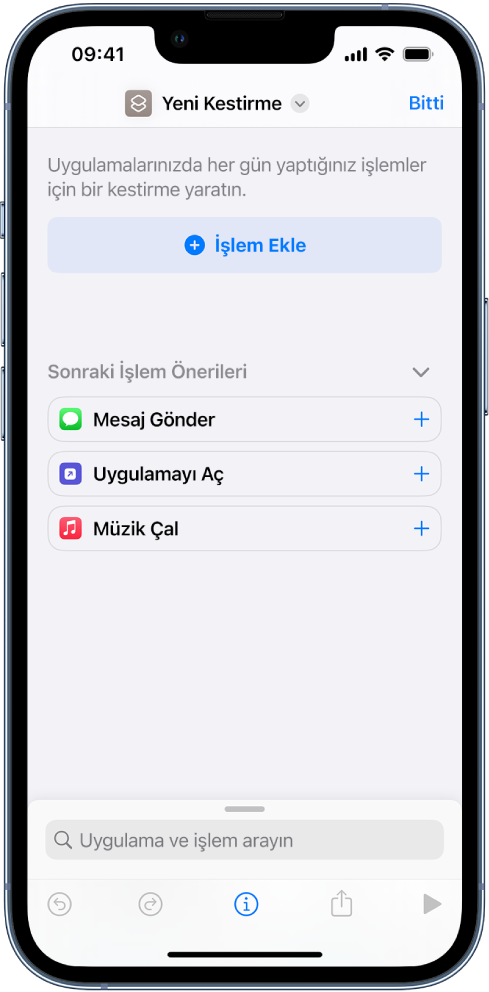 iPhone’da boş kestirme düzenleyici.