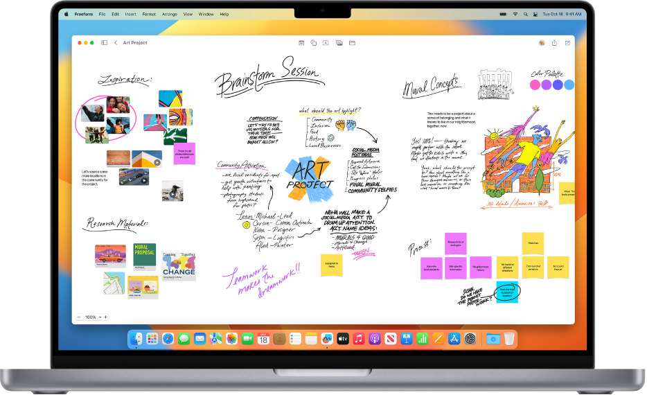 App Freeform dibuka pada Mac.