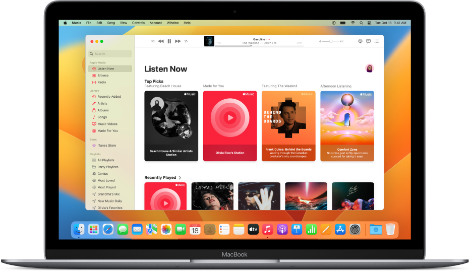 The Apple Music window showing Listen Now.