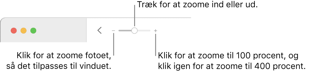 Værktøjslinjen, der viser zoomværktøjer.