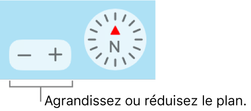 Les boutons Réduire/agrandir sur le plan.