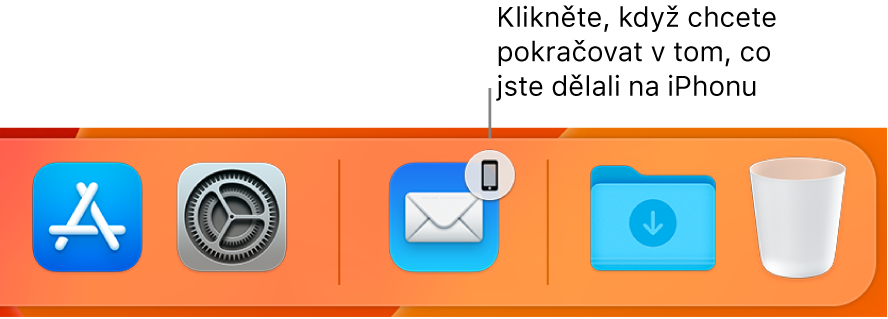 Ikona Handoff zobrazená v Docku