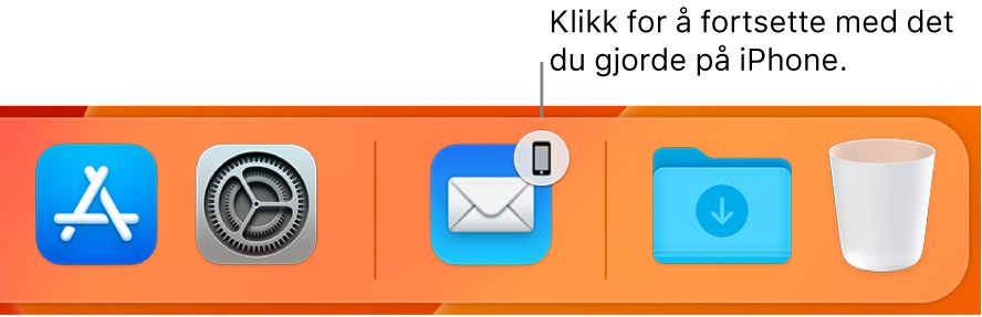Handoff-symbolet vises i Dock.