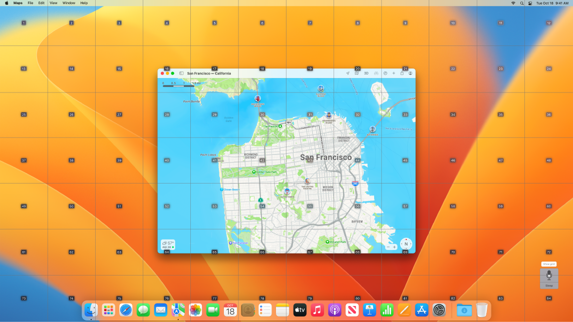 Maps opened on the Desktop with the grid overlay.