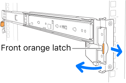 A rail assembly illustrating the location of the front latch.