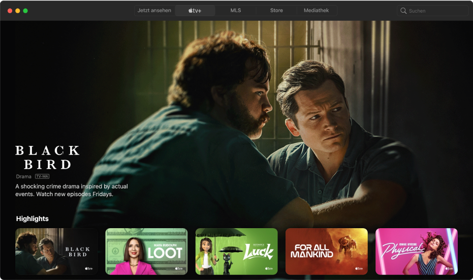 Bildschirm mit dem Bereich „Apple TV+“