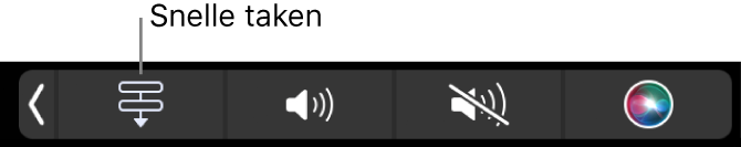 De knop 'Snelle taken' in de Control Strip van de Touch Bar.