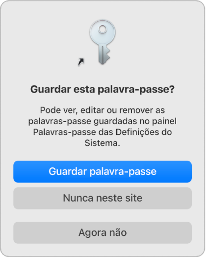 Caixa de diálogo a perguntar se pretende guardar a palavra-passe.