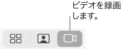 （ビデオを収録できる）「ビデオ」ボタン。