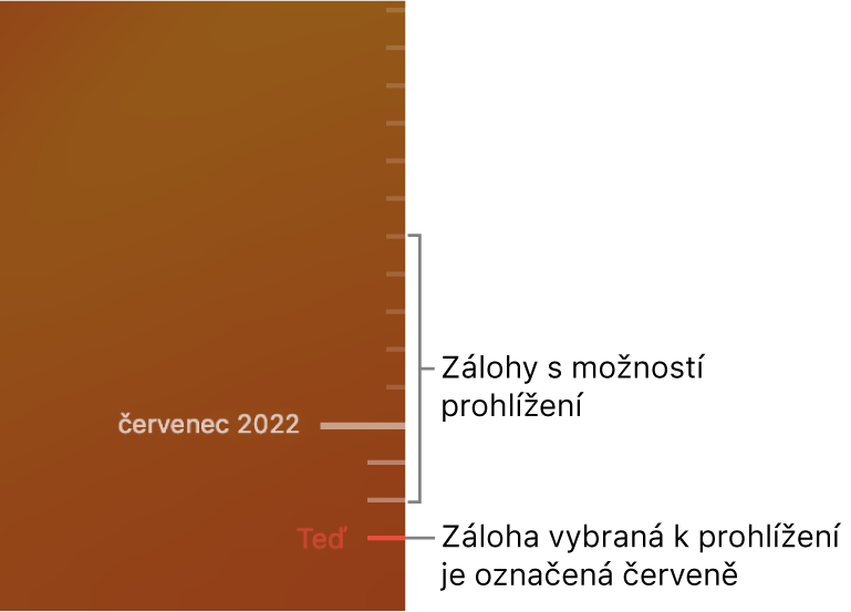 Časová osa záloh Time Machine