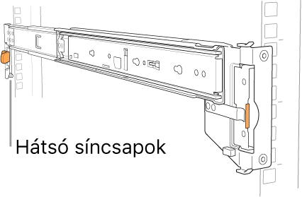 Szerelősín, amelyen a hátsó síncsapok helye látható.