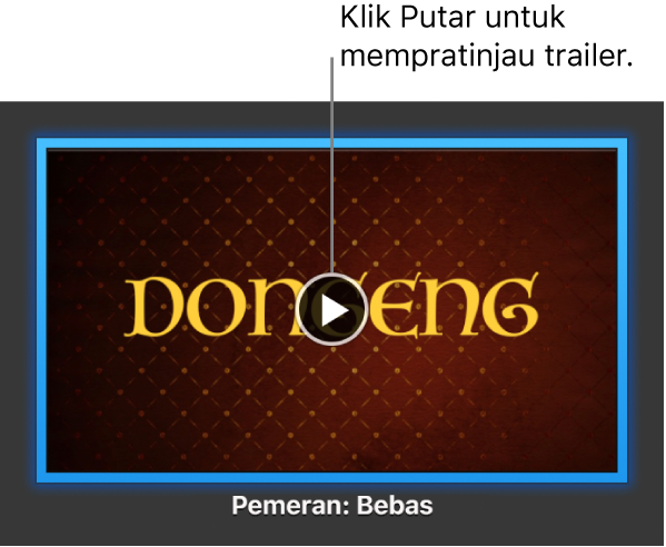 Layar trailer iMovie menampilkan tombol Putar.