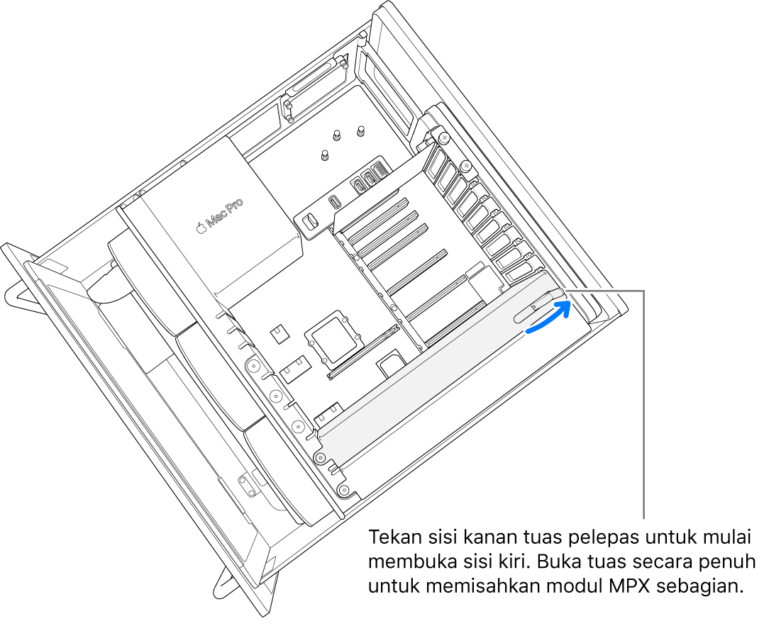 Membuka lever untuk melepas modul yang ada.