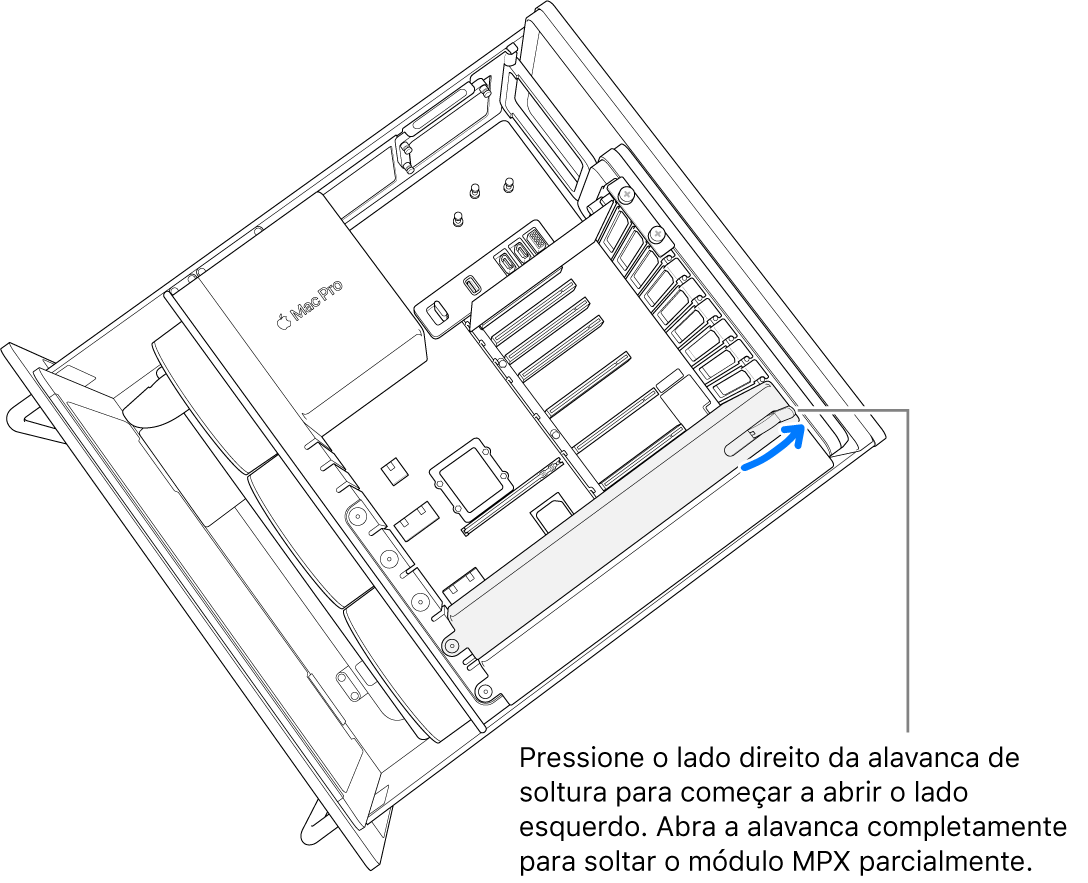 Abrindo a alavanca para soltar o módulo existente.