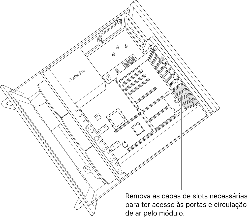 Remova qualquer capa de slot necessária para ter acesso à porta e circulação de ar através do módulo.