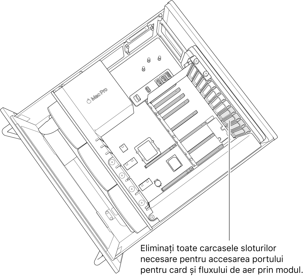 Dacă este necesar, scoateți toate carcasele pentru sloturi, pentru accesul la portul cardului și circularea aerului prin modul.